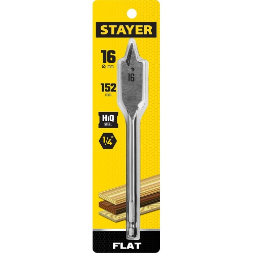 STAYER FLAT 16x152мм, сверло по дереву перовое 2950-16_z01 Master