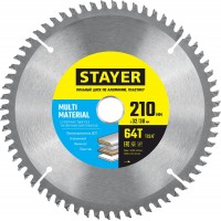 STAYER 210 х 32/30 мм, 64Т, диск пильный по алюминию MULTI MATERIAL 3685-210-32-64