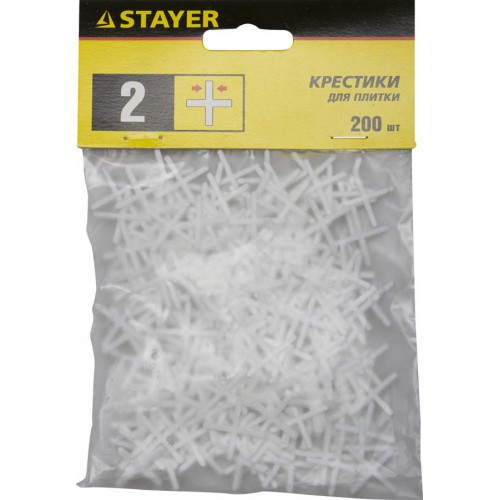 STAYER 2 мм, Х-образные, 200 шт., крестики для кафельной плитки 3380-2