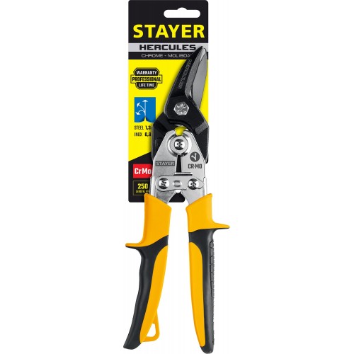 STAYER 250 мм, левые двухрычажные усиленные ножницы по металлу Hercules 2322_z01 Professional
