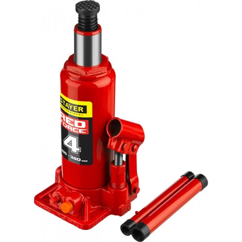 STAYER 4 т, 195-380 мм, домкрат бутылочный гидравлический RED FORCE 43160-4_z01 Professional
