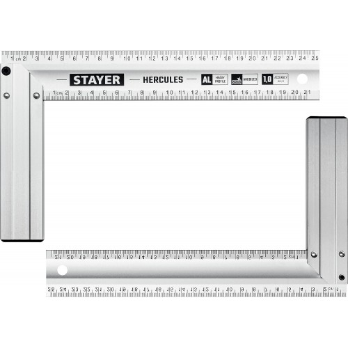 STAYER 250 х 2 мм, с усиленным алюминиевым полотном, жесткий столярный угольник HERCULES 3432-25 Professional