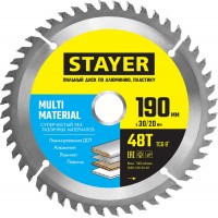 STAYER 190 х 30/20 мм, 48Т, диск пильный по алюминию Multi Material 3685-190-30-48 Master