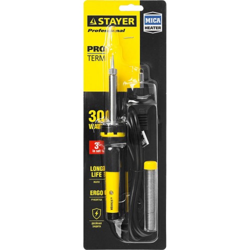 STAYER 30 Вт, 220 В, конус, двухкомпонентная рукоятка, электропаяльник Proterm 55300-30 Professional