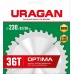 URAGAN Optima, 230 х 32/30 мм, 36Т, пильный диск по дереву (36801-230-32-36)