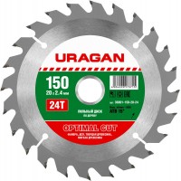 URAGAN Ø 150 x 20 мм, 24T, диск пильный по дереву 36801-150-20-24