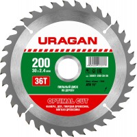 URAGAN Ø 200 x 30 мм, 36T, диск пильный по дереву 36801-200-30-36