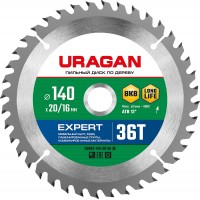 URAGAN Ø 140 x 20/16 мм, 36Т, диск пильный по дереву Expert 36802-140-20-36_z01