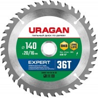 URAGAN Ø 140 x 20/16 мм, 36Т, диск пильный по дереву Expert 36802-140-20-36_z01