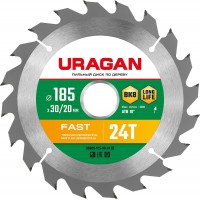 URAGAN 185 x 30/20 мм, 24Т, диск пильный по дереву 36800-185-30-24_z01Fast