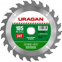 URAGAN Ø 185 x 20 мм, 24T, диск пильный по дереву 36800-185-20-24
