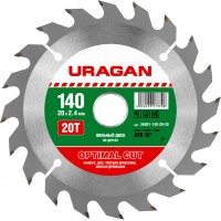 URAGAN Ø 140 x 20 мм, 20T, диск пильный по дереву 36801-140-20-20