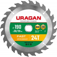 URAGAN 190 х 30/20 мм, 24Т, диск пильный по дереву 36800-190-30-24_z01Fast