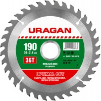URAGAN Ø 190 x 30 мм, 36T, диск пильный по дереву 36801-190-30-36