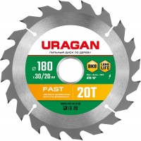 URAGAN 180 х 30/20 мм,20Т, диск пильный по дереву Fast 36800-180-30-20_z01