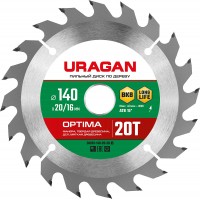 URAGAN 140 х 20/16 мм, 20Т, диск пильный по дереву Optima 36801-140-20-20_z01
