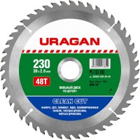 URAGAN Ø 230 x 30 мм, 48T, диск пильный по дереву 36802-230-30-48