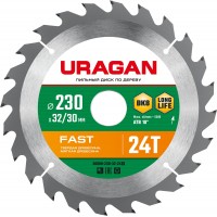 URAGAN 230 х 32/30 мм, 24Т, диск пильный по дереву Fast 36800-230-32-24_z01