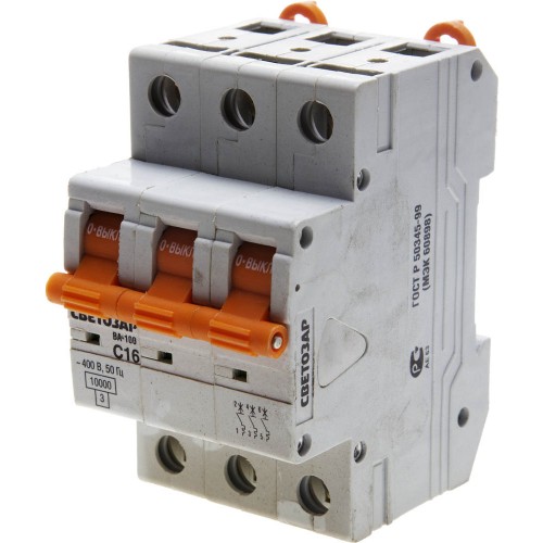 СВЕТОЗАР 16 А, 400 B, 10 kA, 3-полюсной, 