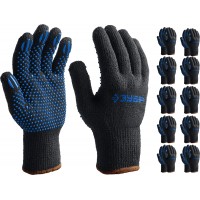 ЗУБР L-XL, 10 пар, с ПВХ покрытием (точка), перчатки трикотажные утепленные МПП-7 11462-H10
