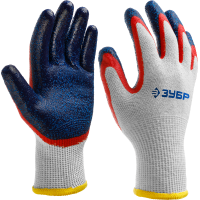 ЗУБР L-XL, перчатки с двойным текстурированным нитриловым обливом ЗАХВАТ-2 11454-XL Профессионал
