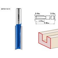 ЗУБР 16 x 51 мм, хвостовик 12 мм, фреза пазовая прямая, удлиненная 28754-16-51 Профессионал
