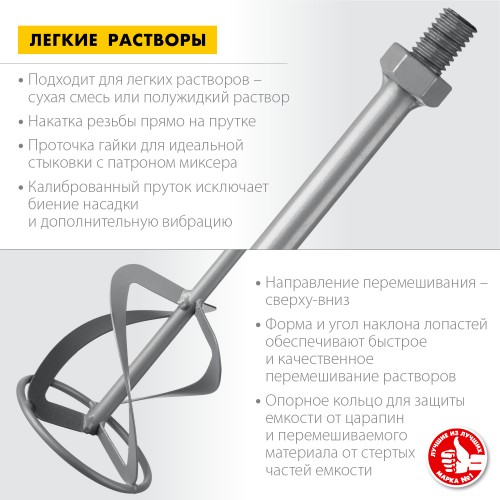 ЗУБР 120 мм, М14, насадка-миксер для легких растворов МНЛ-120 Мастер