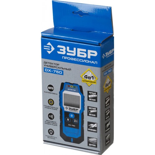 ЗУБР детектор универсальный цифровой 4 в 1 DX-750 45260 Професcионал