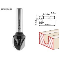 ЗУБР 15.8 x 13 мм, радиус 7.9 мм, фреза пазовая галтельная 28782-15.8-13 Профессионал