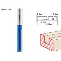 ЗУБР 12 x 51 мм, хвостовик 12 мм, фреза пазовая прямая, удлиненная 28754-12-51 Профессионал