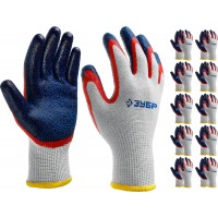 ЗУБР L-XL, 10 пар., перчатки с двойным текстурированным нитриловым обливом ЗАХВАТ-2 11454-K10 Профессионал