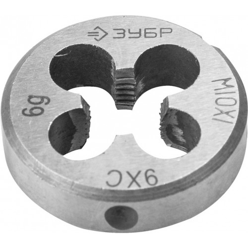 ЗУБР М10 x 1.0 мм, 9ХС, круглая ручная, плашка 4-28022-10-1.0