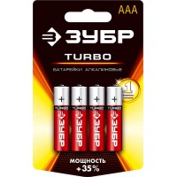 ЗУБР AAA, 4 шт., батарейка щелочная Turbo 59211-4C_z01