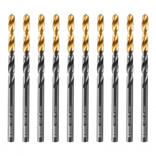 Сверло по металлу, 4 мм, HSS-Tin, Golden Tip, 10 шт. Denzel