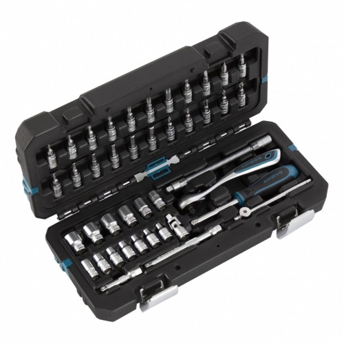 Набор инструментов, 1/4", CrV, 120 зубьев, 42 предмета Gross