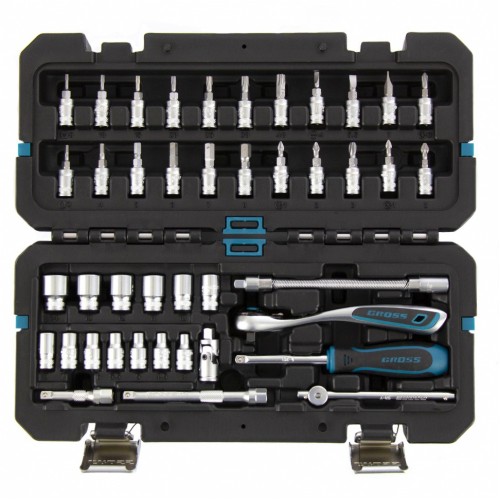Набор инструментов, 1/4", CrV, 120 зубьев, 42 предмета Gross