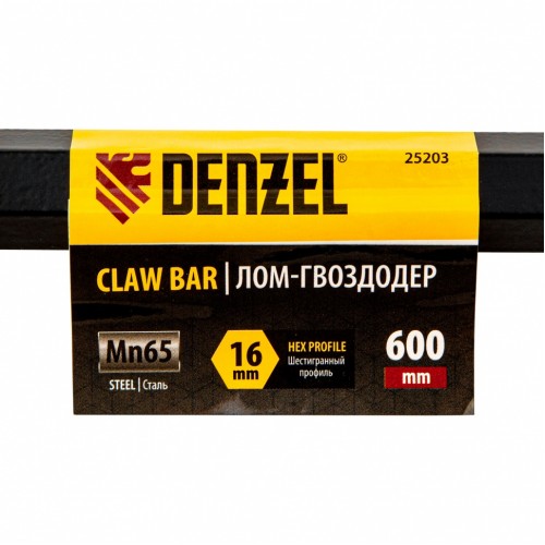 Лом-гвоздодер, 600 мм, шестигранный 16 мм, окрашенный, сталь 65// Denzel