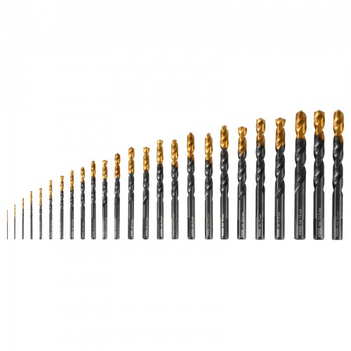 Набор сверл по металлу, 1-13 мм, HSS-Tin, Golden Tip, 25 шт Denzel