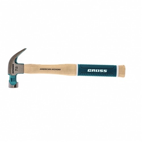 Молоток-гвоздодер, 200 г, угол 45, магнит, обрезиненная рукоятка American hickory GROSS
