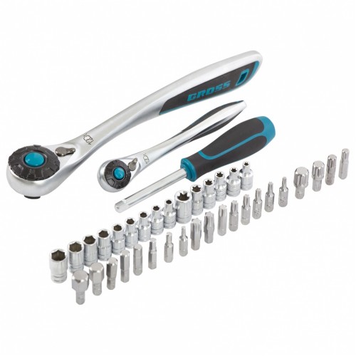 Набор инструментов, 1/4", 1/2", CrV, 120 зубьев, 101 предмет Gross