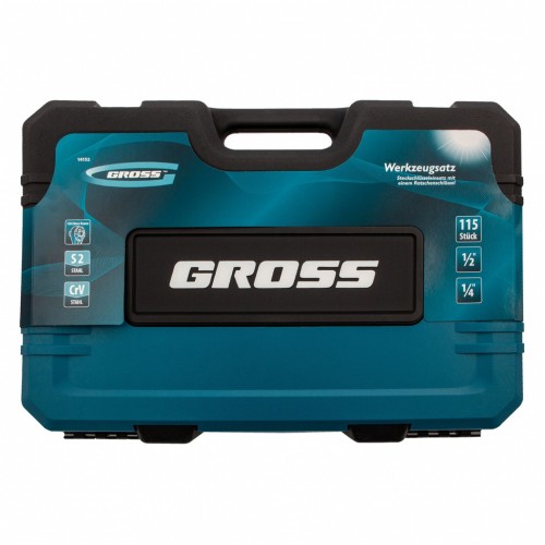 Набор инструментов, 1/4", 1/2", CrV, 120 зубьев, 115 предметов Gross