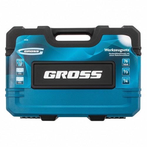 Набор инструментов, 1/4", 1/2", CrV, 120 зубьев, 76 предметов Gross