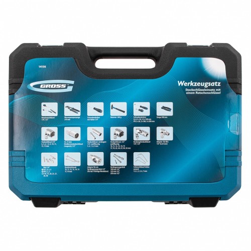 Набор инструментов, 1/4", 1/2", CrV, 120 зубьев, 76 предметов Gross