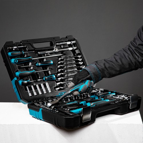 Набор инструментов, 1/4", 1/2", CrV, 120 зубьев, 76 предметов Gross