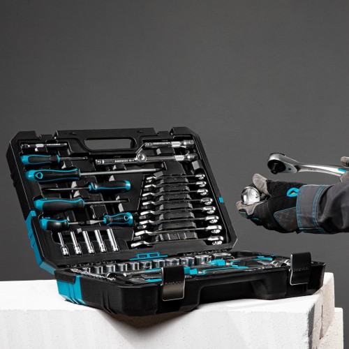 Набор инструментов, 1/4", 1/2", CrV, 120 зубьев, 76 предметов Gross