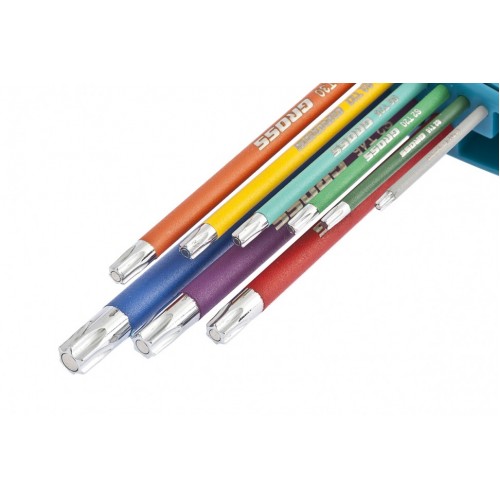 Набор ключей имбусовых Torx -TT, 9 шт: T10-T50, магнит, S2, экстра-длинные, хром/краска 9 шт Gross