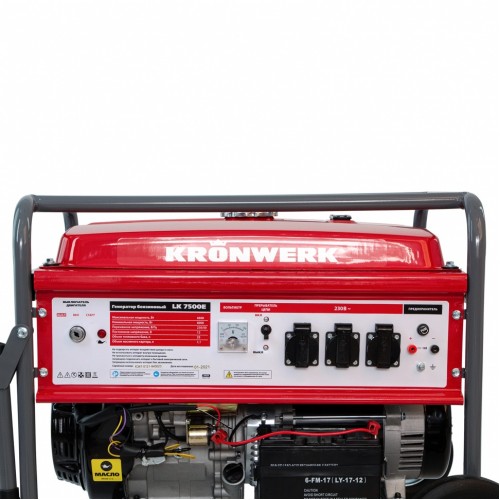 Генератор бензиновый LK 7500E, 6.5 кВт, 230 В, бак 25 л, электростартер Kronwerk