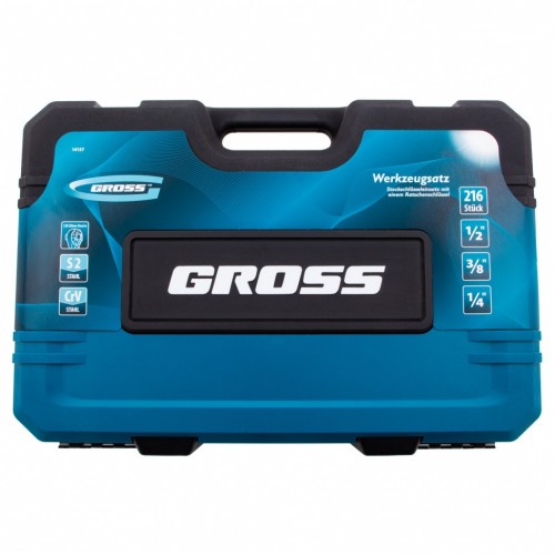 Набор инструментов, 1/2", 3/8", 1/4", CrV, 120 зубьев, 216 предметов Gross