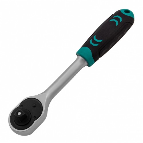 Ключ-трещотка 3/8", CrV, 72 зуба, с быстрым сбросом, матовый хром Stels