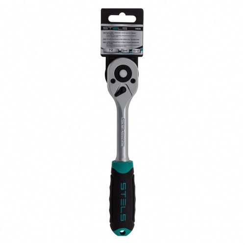 Ключ-трещотка 3/8", CrV, 72 зуба, с быстрым сбросом, матовый хром Stels